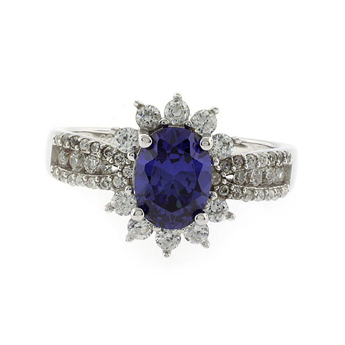 Oval Cut Tanzanite Silver Ring