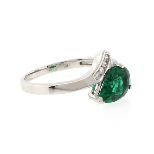 Sterling Silver Solitaire Emerald Ring