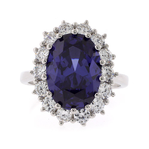 Tanzanite Sterling Silver Princess Kate Style Ring