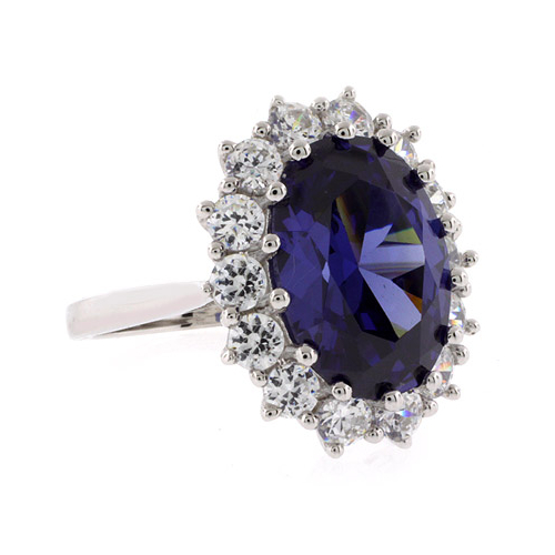 Tanzanite Sterling Silver Princess Kate Style Ring