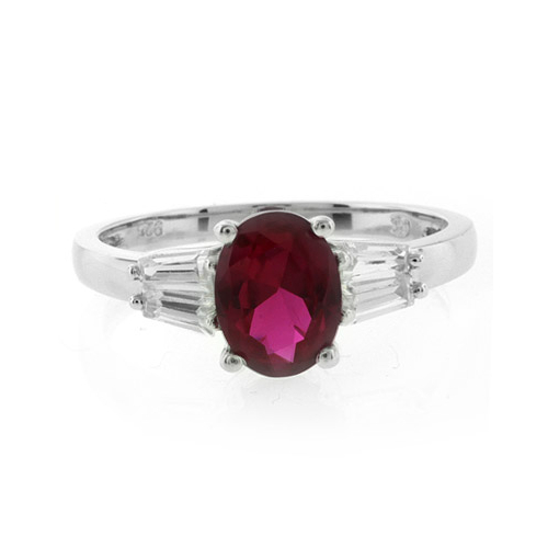 Red Ruby Sterling Silver Ring
