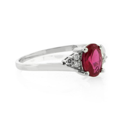 Oval Cut Red Ruby Silver Ring