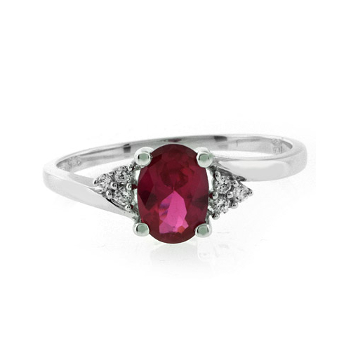 Oval Cut Red Ruby Silver Ring
