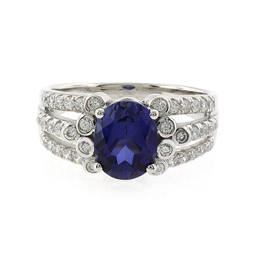 Beautiful Oval Cut Sapphire Unisex Silver Ring
