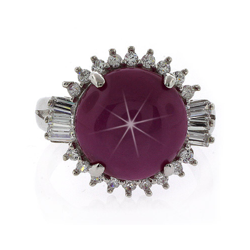 12 mm Red Star Ruby Sterling Silver Ring