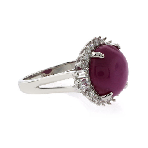 12 mm Red Star Ruby Sterling Silver Ring
