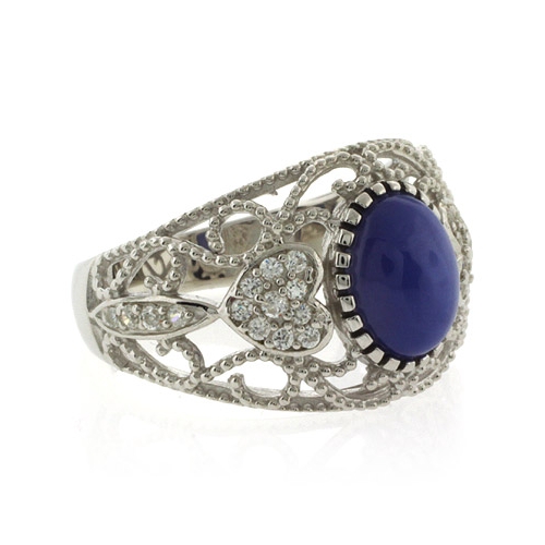 Filigree Star Sapphire Silver Ring
