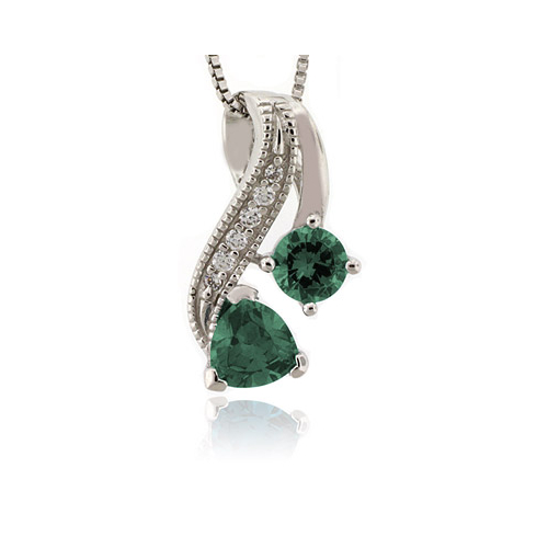 Two Stone Alexandrite Blue to Green Color Change Silver Pendant