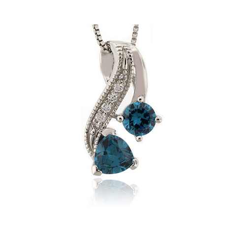 Two Stone Alexandrite Blue to Green Color Change Silver Pendant