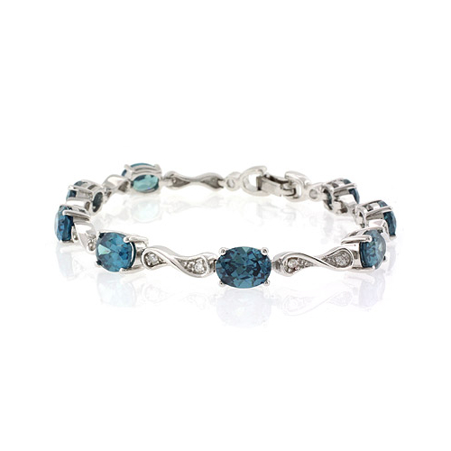 Alexandrite Silver Bracelet Oval Cut Stones Blue Green Color Change