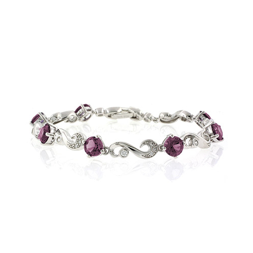 Alexandrite Silver Bracelet Round Cut Stones