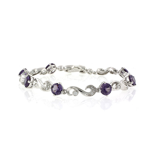 Alexandrite Silver Bracelet Round Cut Stones