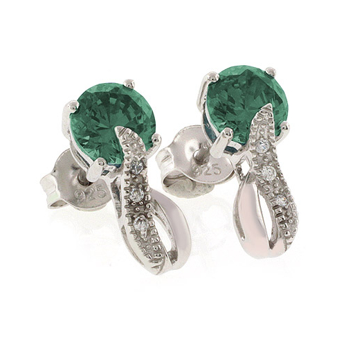 Round Cut Alexandrite Post Back Earrings Blue to Green Color Change
