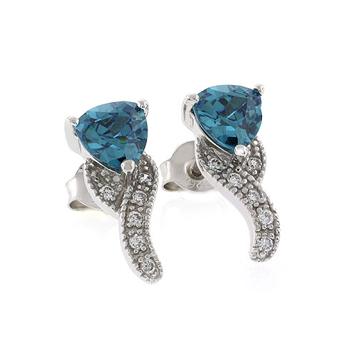 Color Change Post Back Silver Earrings Alexandrite Stone