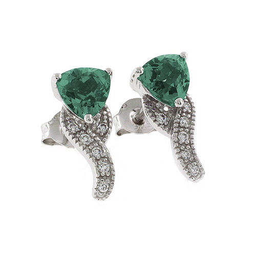 Color Change Post Back Silver Earrings Alexandrite Stone