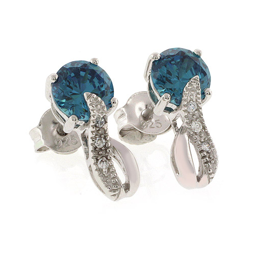 Round Cut Alexandrite Post Back Earrings Blue to Green Color Change