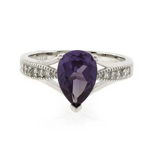 Big Pear Cut Color Changing Alexandrite Ring
