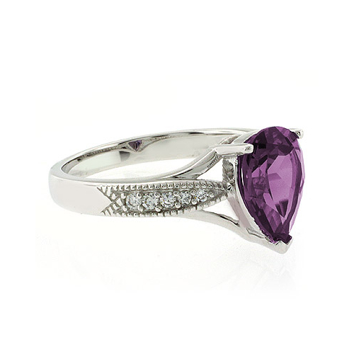 Big Pear Cut Color Changing Alexandrite Ring