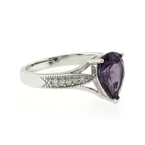 Big Pear Cut Color Changing Alexandrite Ring