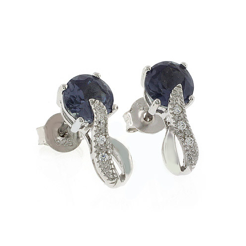 Round Cut Alexandrite Post Back Earrings
