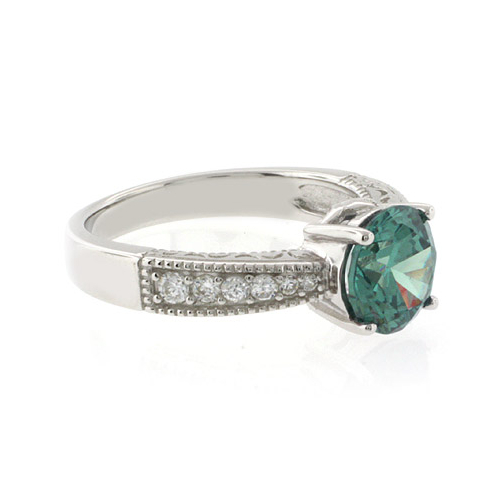 Round Alexandrite Sterling Silver Ring