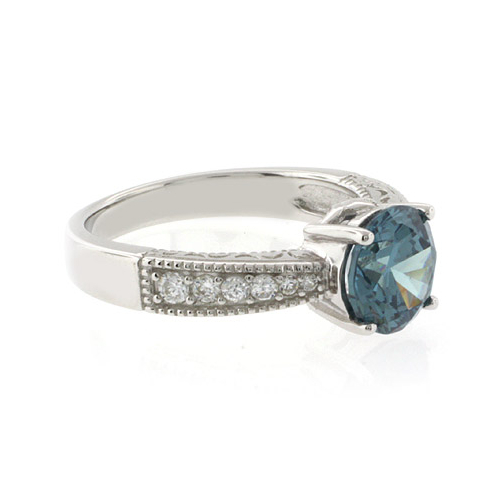 Round Alexandrite Sterling Silver Ring