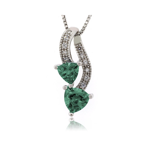 Double Stone Alexandrite Color Change Silver Pendant
