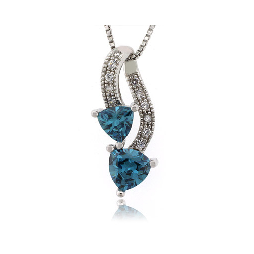 Double Stone Alexandrite Color Change Silver Pendant