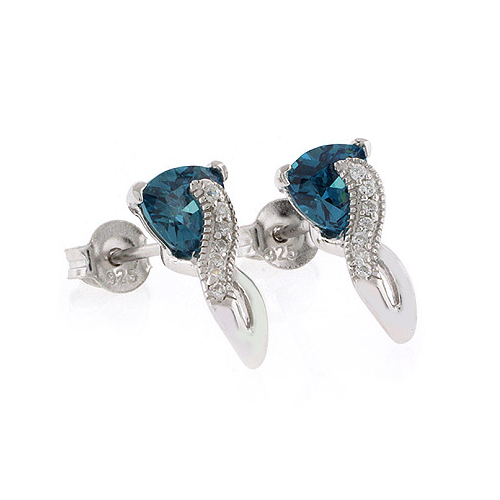 Alexandrite Post Style Silver Earrings Blue to Green