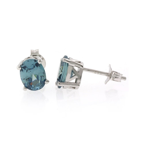 Alexandrite Oval Cut Stone Stud Earrings