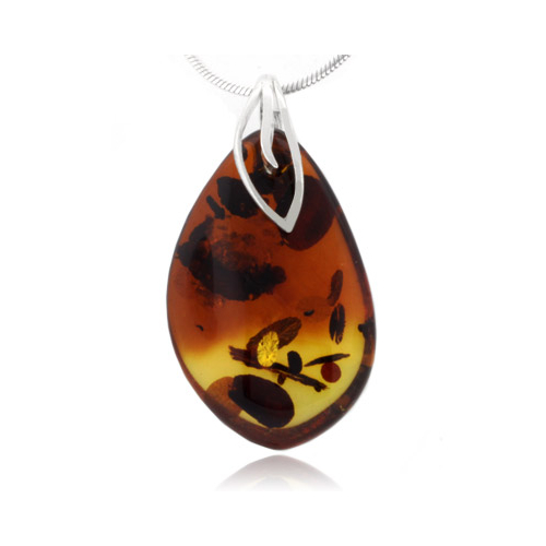 Beautiful Real Baltic Amber Silver Pendant