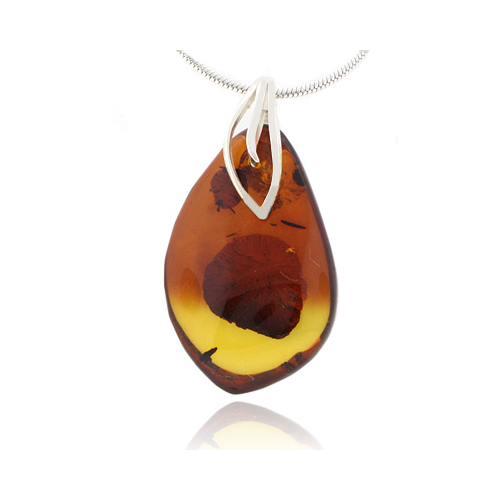 Genuine Amber Silver Pendant Jewelry