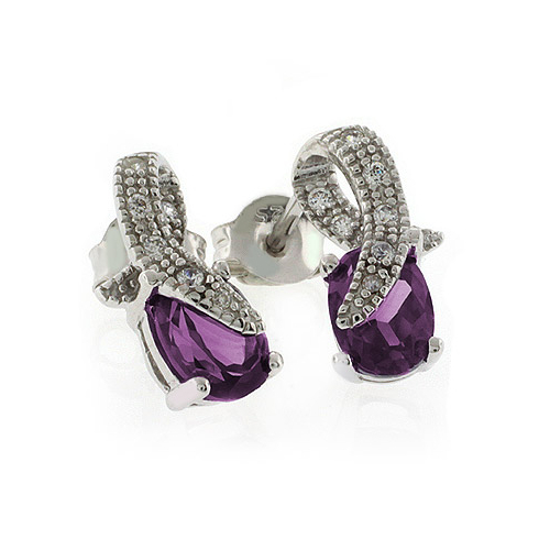 Pink to Purple Color Change Post Back Silver Earrings