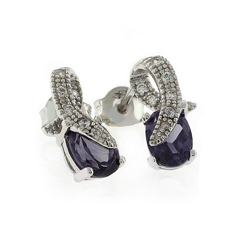 Pink to Purple Color Change Post Back Silver Earrings