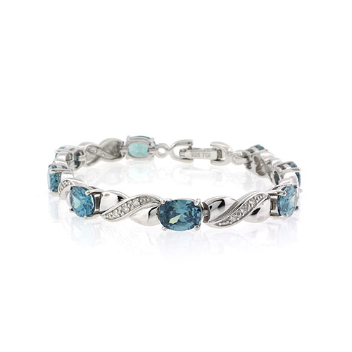 Oval Cut Green to Blue Alexandrite Silver Bracelet