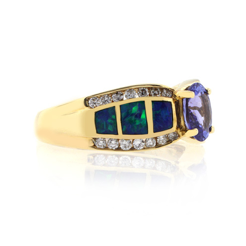 Opal with Tanzanite Gold Ring