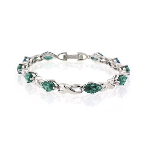 Marquise Cut Alexandrite Silver Bracelet