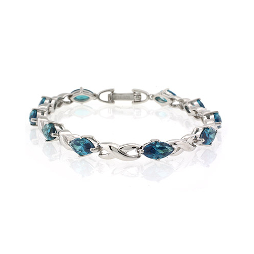 Marquise Cut Alexandrite Silver Bracelet