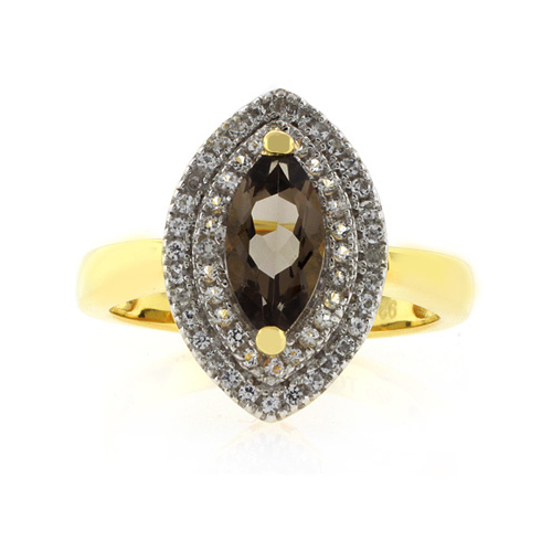 Marquise Cut Smoked Topaz Sterling Silver Ring