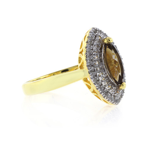 Marquise Cut Smoked Topaz Sterling Silver Ring