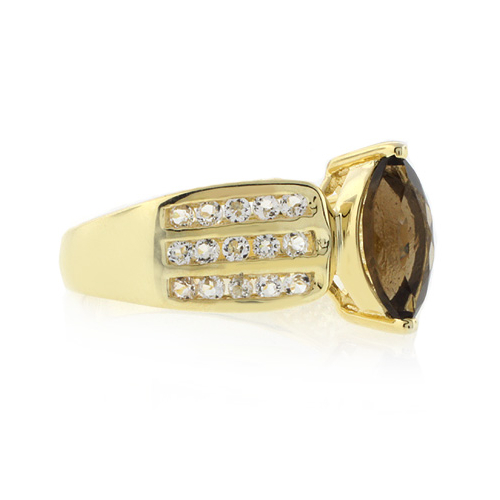 Smoked Topaz Marquise Cut Gemstone Sterling Silver Ring