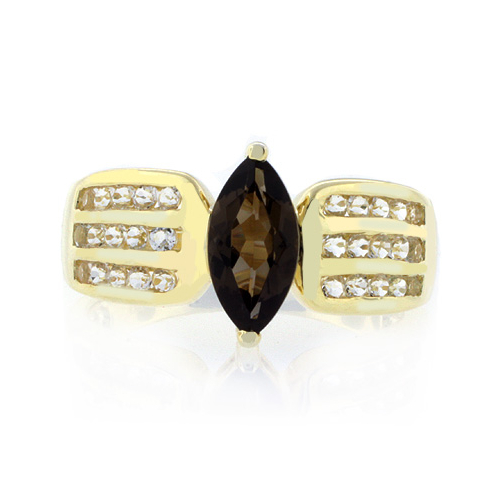 Smoked Topaz Marquise Cut Gemstone Sterling Silver Ring