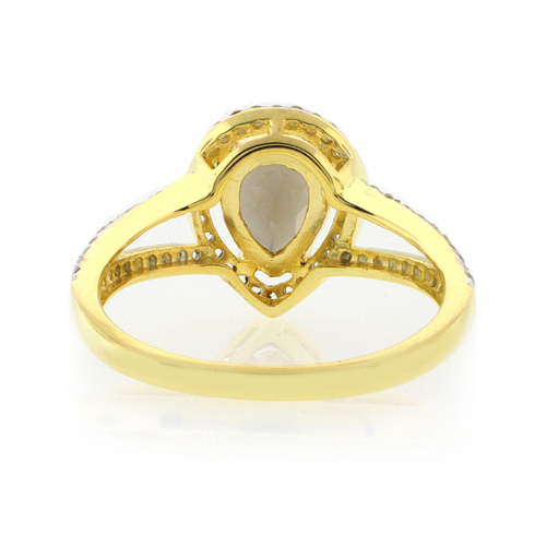 Pear Cut Genuine Smoky Topaz Sterling Silver Ring