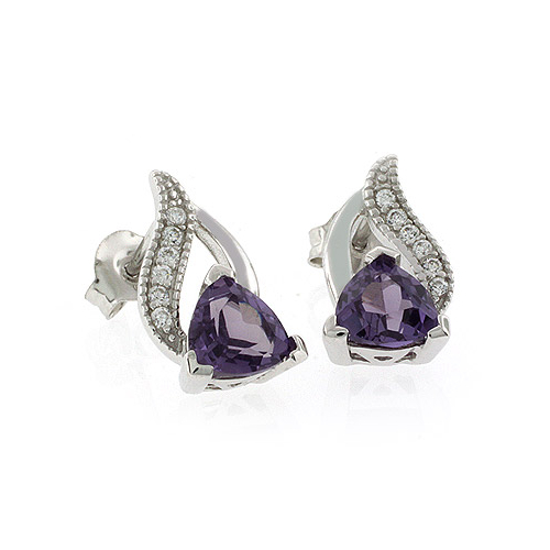 Alexandrite Color Change Post Back Silver Earrings