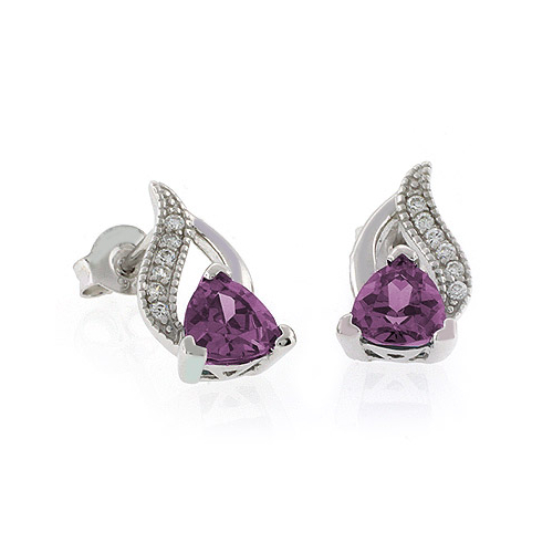 Alexandrite Color Change Post Back Silver Earrings