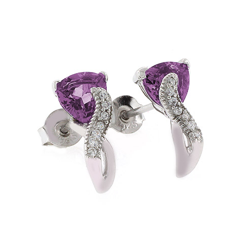 Alexandrite Post Style Silver Earrings