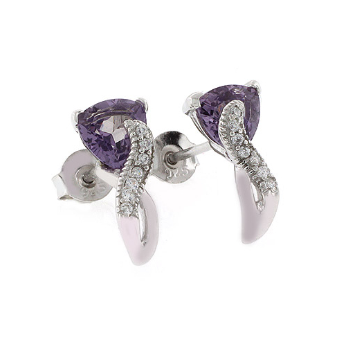 Alexandrite Post Style Silver Earrings