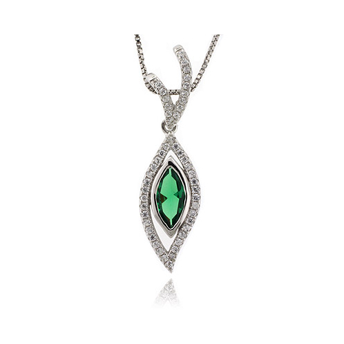 Emerald Gemstone Silver Pendant