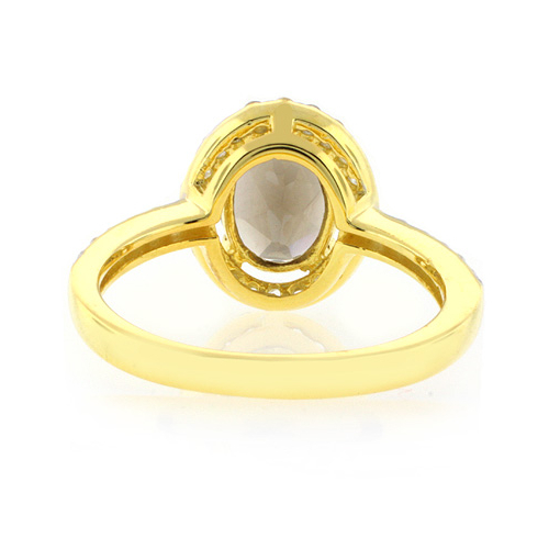 Smoky Topaz Solitaire With Accents Sterling Silver Ring