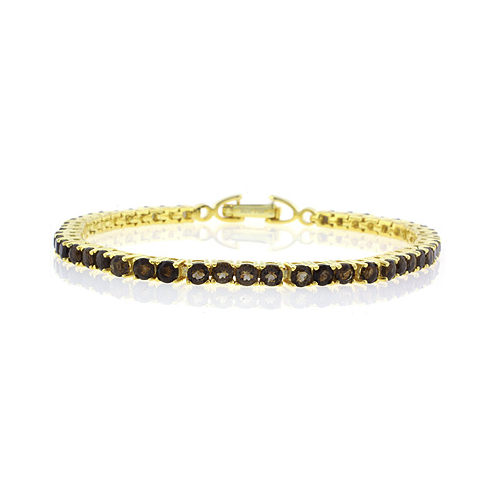 Genuine Smoked Topaz Sterling Silver Tennis Bracelet